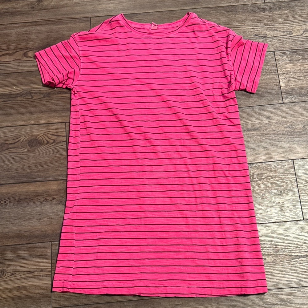 100% Cotton Old Navy Pink Striped Tee Shirt Dress
